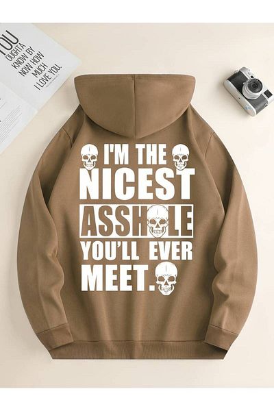 Keywest Χειμερινό φούτερ Unisex Oversize - Skull Printed, 3 κλωστές 100% βαμβάκι, Hoodie με κουκούλα
