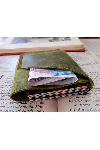 Mahfuz Minimalist Genuine Leather Handmade - Wallet Card Holder, 9.5X7 cm