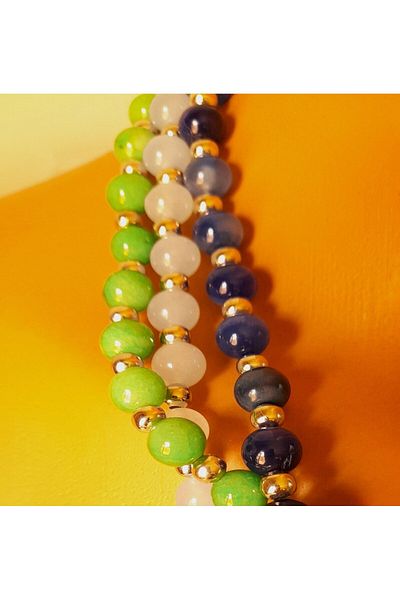 Asteria Elite Quartz Agate Ceyt Detachable Three Row Healing Balance and Evil Eye Necklace