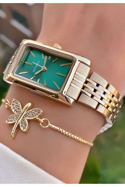 Homies Brand Gold Color Waterproof Women's Wristwatch - With Bracelet Gift