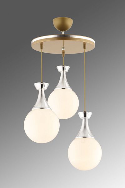 GYK LİGHT Mi̇nel 3-Piece Esikitmeye Chrome Globe Glass Modern Lighting Set