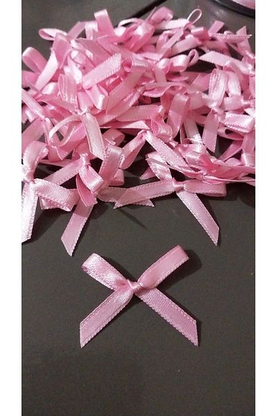 Masal Kırtasiye & Hediyelik Eşya 50 Pieces Pink Tiny 3.5X 4 cm Ribbon Bow Gift Ornament