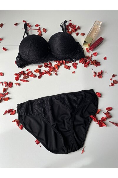 love secret بدلة حمالة صدر نسائية سوداء كبيرة الحجم مقاس C بدون دعم من الدانتيل