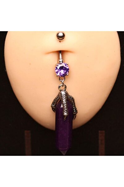 AGB Gümüş Pençe Detaylı Doğal Taş Figürlü "single", "belly" Tek Taşlı Aksesua...