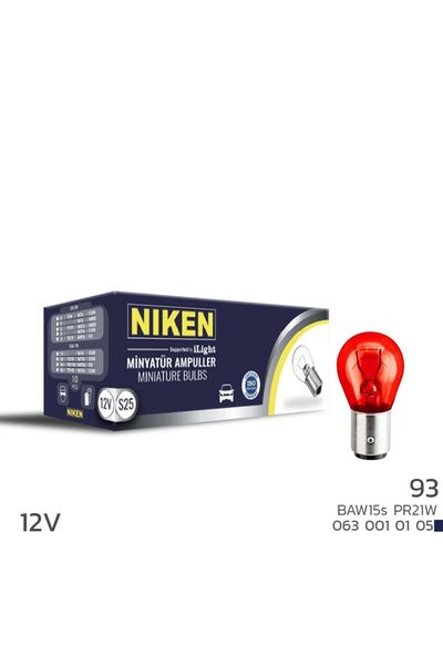 Niken 12V 93 Ampul YT (PR21W) Kırmızı BAW15S 10 LU