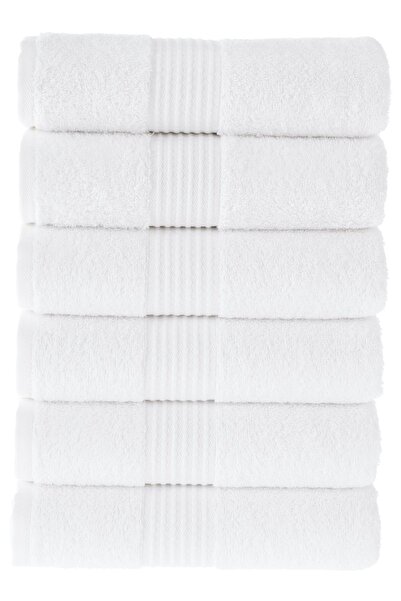 MAURAHOME Tomurcuk 100% Cotton Set of 6 Hand Towels |   50X100Cm |   White