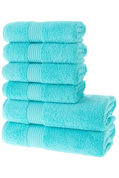 MAURAHOME Tomurcuk %100 Pamuk 6'lı Banyo Havlu Seti (2'li Banyo Havlusu 70x140cm ve 4'lü El Havlusu 50x100cm)