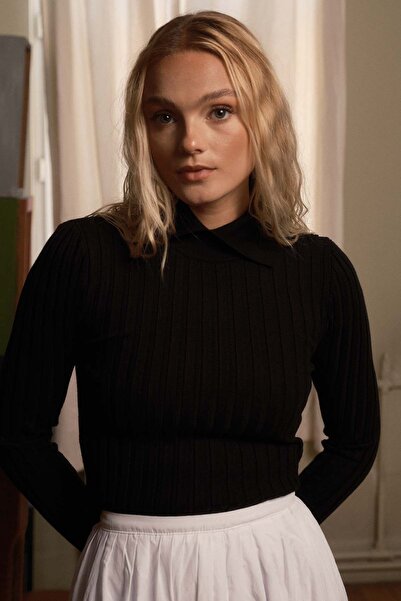 Hooopstore Λαστιχένιο πλεκτό βαμβακερό μαύρο πλεκτό κορμάκι