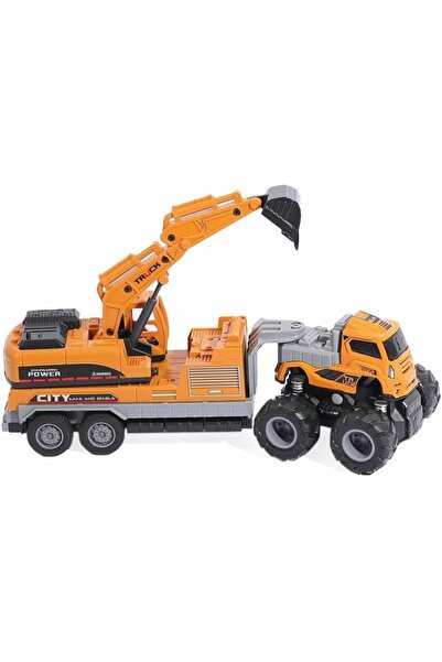 scntoys Sürtmeli 4x4 İnşaat Araçları Ekskavatör Kepçe 27 Cm Oyuncak İş Makina...