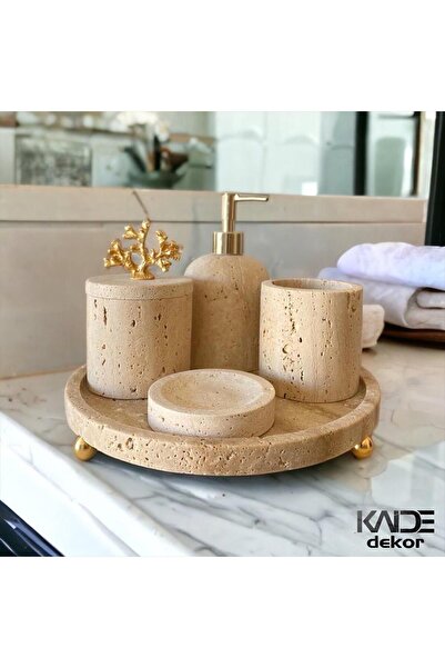KaideDekor 5'li Mermer Banyo Seti