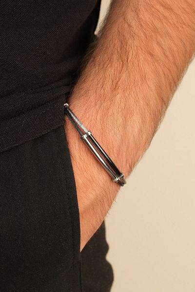 Jack Ferrero Steel / Leather - Original Men's Bracelet