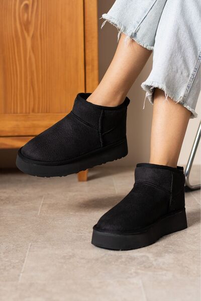 rasputin Міні чорні замшеві черевики з хутром всередині та товстою підошвою д...