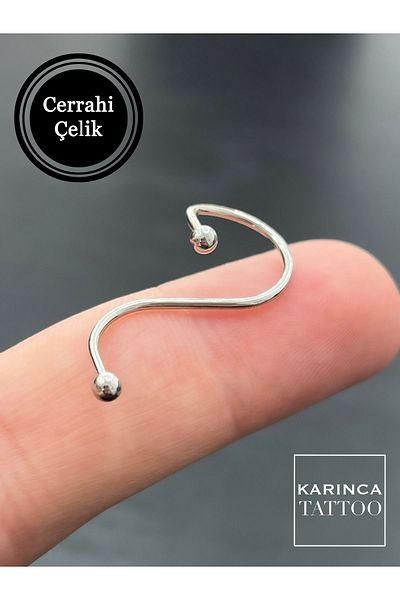 Karınca Piercing Silver Color Double Helix Bridge Piercing - Spiral Ear, Two Holes