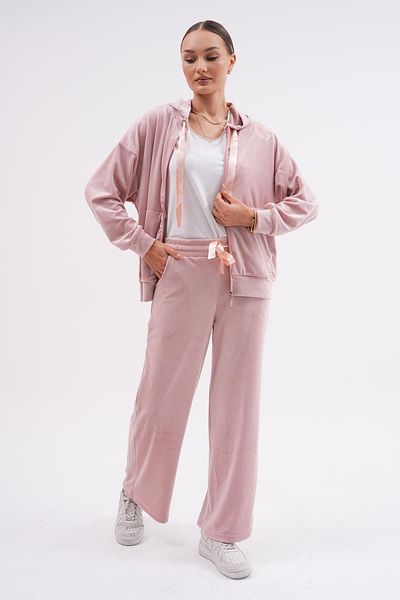 WestBound Γυναικείο Σετ Φούτερ Soft Velvet Palazzo Leg Butterfly Printed PUDRA
