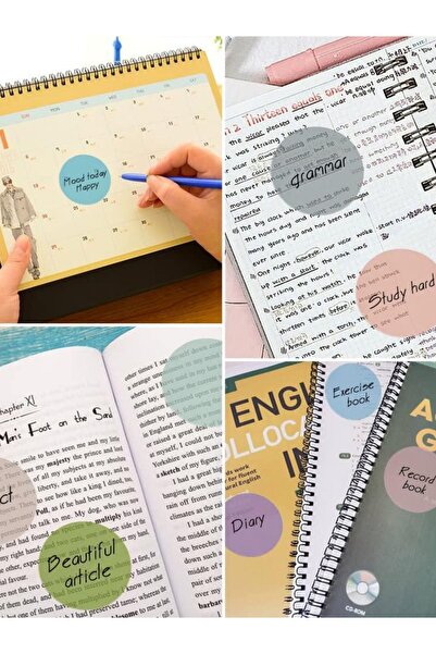 EZOSHOP 10 Pieces Transparent White Circle Adhesive Note Paper Post-It Bookmark Postit Dairenot