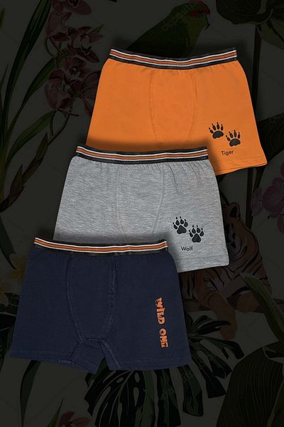 GRI MOR TEKSTIL 3-Pack Boy Cotton Boxer