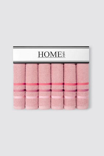 HOME 1961 100% βαμβακερό ροζ ριγέ πετσέτες προσώπου 6 τεμαχίων 50x90cm - Σετ πετσετών μαλακό & υψηλής απορρόφησης νερού - Raiz