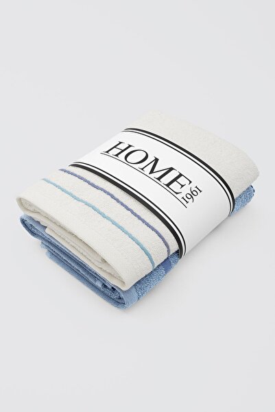 HOME 1961 100% Cotton Soft and High Water Absorbent 2-Piece Towel Set - Blue ...
