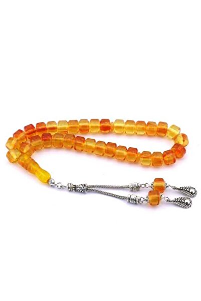 Midyat Gümüş Dünyası Erkek Hareli Tekerlek Kesim Toz Kehribar Tesbih