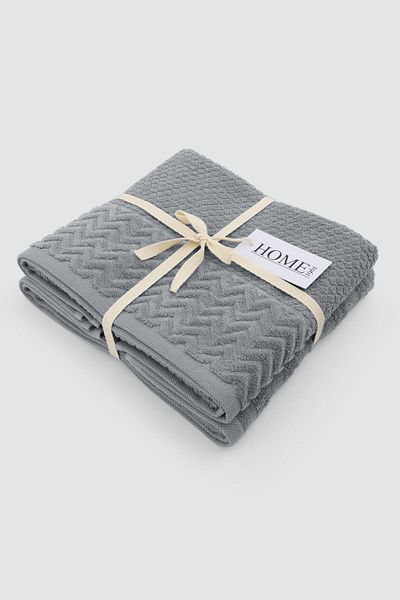 HOME 1961 Σετ πετσετών 100% Cotton Grey 2 - Velvet Border Jacquard & Υψηλής Απορρόφησης Νερού Πετσέτα 50x90cm - Spectre