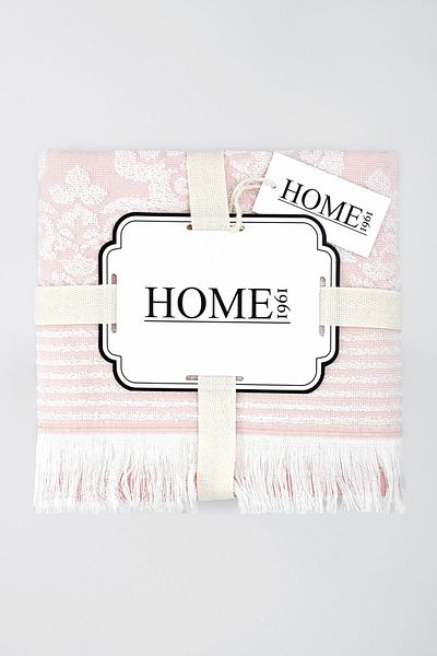HOME 1961 50x90+70x140 Σετ μπάνιου 2 τεμαχίων με ζακάρ μοτίβο από βαμβακερό χρώμα - Υψηλή απορρόφηση νερού