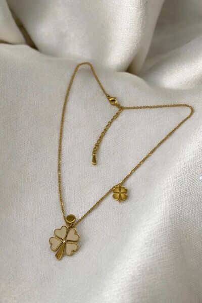 CANMODA 316L Kararmaz Çelik Kolye - Dört Yapraklı Yonca Tasarımı - BJS 20