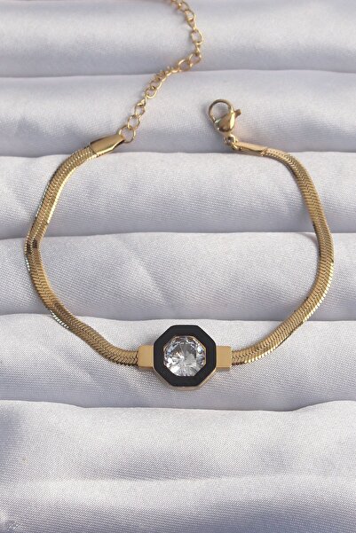Clariss 316L Steel Gold Color Zircon Stone Enameled Italian Chain Serenay Bra...