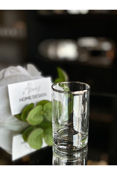 ABROZ HOME DESIGN Kahve Yanı Su Bardağı 1 Adet /gümüş Şeritli