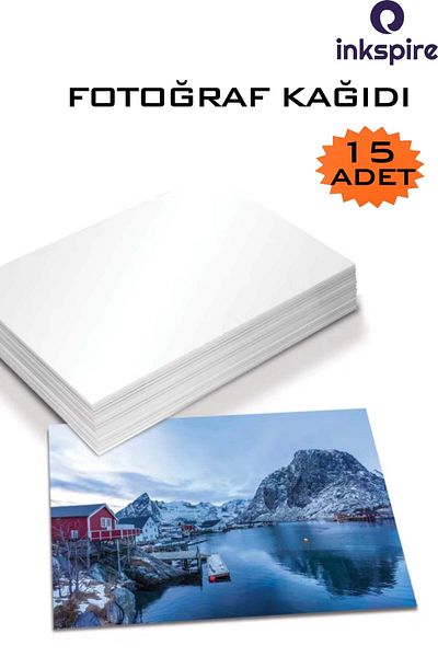 inkspire A4 200 Gr 15 Pack Γυαλιστερό Χαρτί Εκτύπωσης Φωτογραφιών - Μελάνι