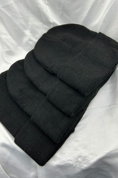 KISCHE 4 Pieces Unisex Men's Women's Stretchy Comfortable Winter Windproof Black Beanie