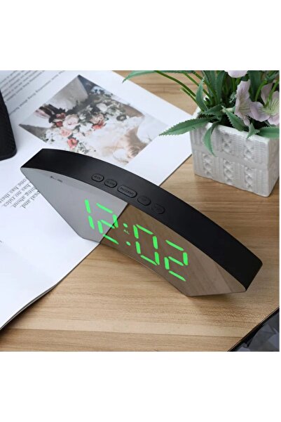 Home Masa Saati Dekoratif Dijital Saat Kavisli Sıcaklık Tarih ölçen Şık Aynal...