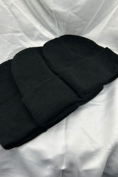 KISCHE 3 Pieces Unisex Men's Women's Flexible Comfortable Use Winter Windproof 3-Piece Black Beanie