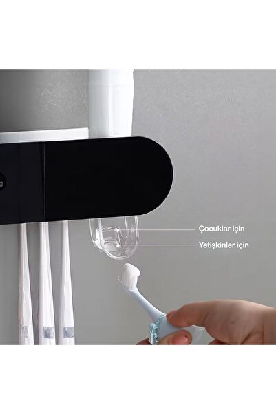 Miecoco Ecoco Yapışkanlı Manyetik 3'lü Bardak tutuculu Diş Macunu Sıkacağı ve Tutacağı Banyo Düzenleyeci