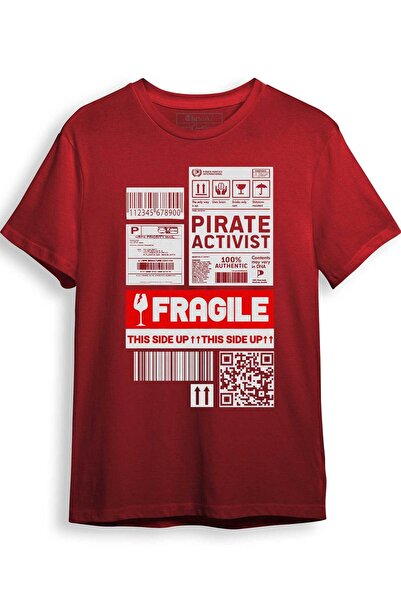 The Baski Fragile Design Štampano 100% pamuk Premium crvena majica