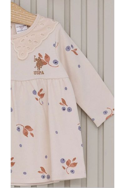 U.S. Polo Assn. Baby Girl, Licensed, Uspa, Beige, 100% Cotton Bandana Dress
