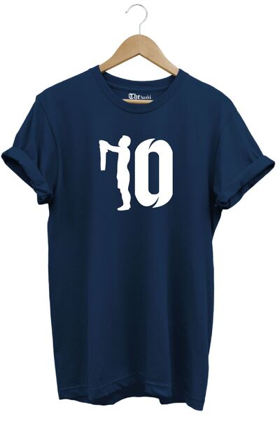 The Baski Tricou cu mânecă scurtă, unisex, albastru bleumarin, cu imprimeu de...