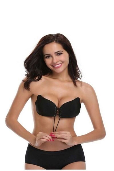 Cooqpoo Adhesive 75-80-85-90 Size Black Color Front Gathered Butterfly Push up Bra