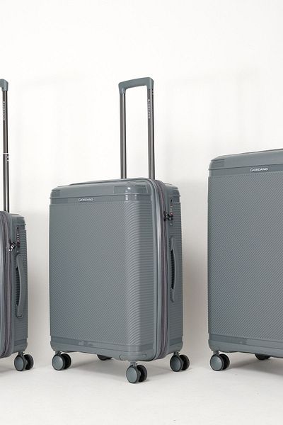 Giordano League Luggage Set of 3 Dark Grey PP Travel Suitcase, Unbreakable Lightweight Expandable