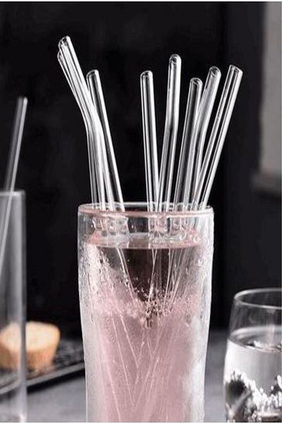 ARGKRİSTAL 20 cm Borosilicate Glass Straws - Original Set of 12