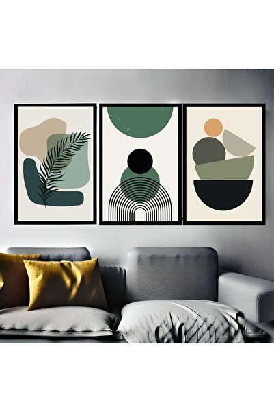 icase Bitki Yaprak Otantik Salon Tablo Asymmetry Stone Concept Decor Set de p...