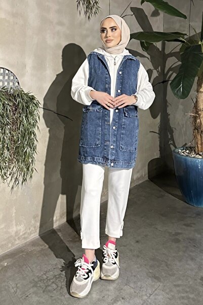 ÇEÇİM KADIN BÜYÜK CEPLİ MAXİ BOY KOT YELEK ZYN-58731