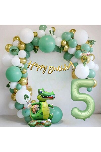 DÜVENCİ TİCARET Balon crocodil verde mat de 1 an - Set de petrecere pentru zi...