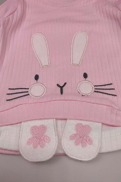 Peki 5-Piece Cotton Embroidered Set - Ribbed Gift for Newborn Baby and Kids Girl 14916