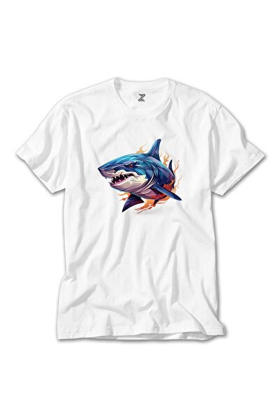 Generic Brand Έγχρωμο Shark White T-Shirt