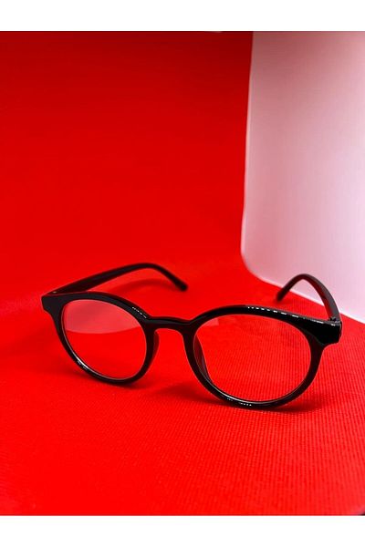 STAOOM Black Thick Round Unisex Transparent Glasses Blue Light Protective Glasses