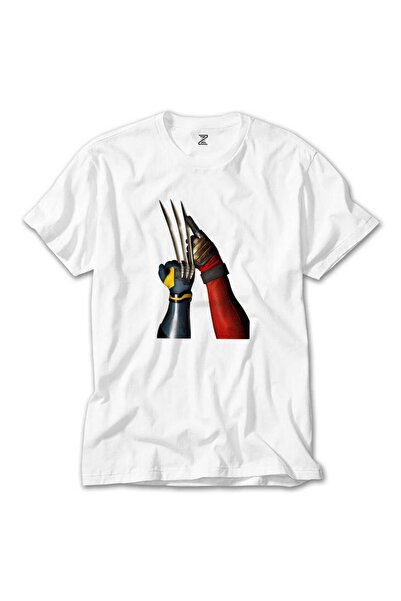 Butik Λευκό μπλουζάκι με αφίσα Deadpool Wolverine