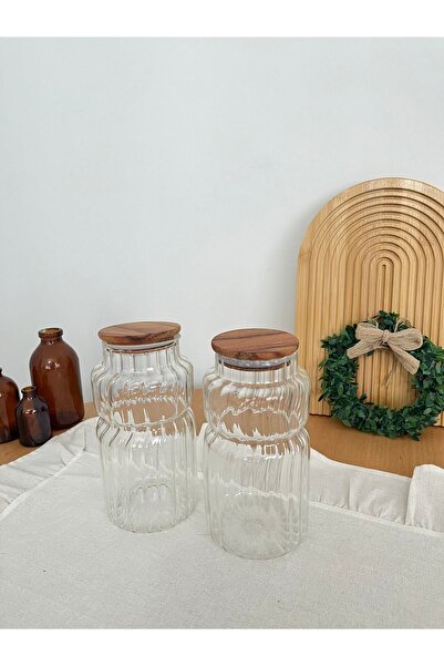 Mirilliahome طقم رف توابل زجاجي منقوش بغطاء خشبي