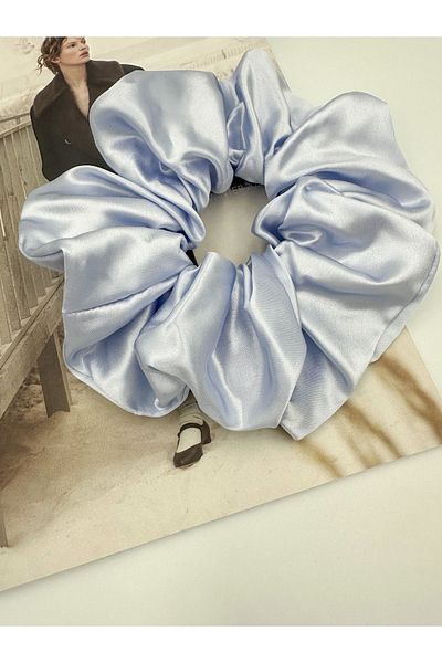 ICON SILK Scrunchie de păr 100% mătase mărime Jumbo (albastru gheață)