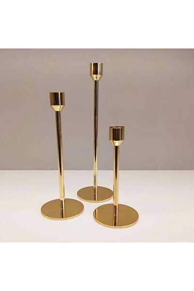 HERA 3'lü Mumluk Parlak Gold