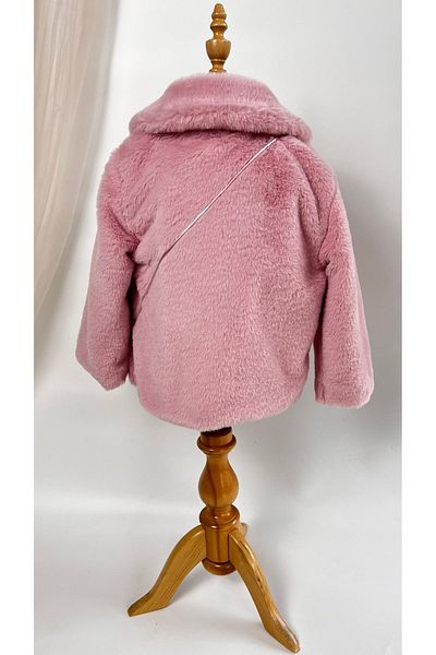 miaras baby Girl's Plush Coat with Bag Detail